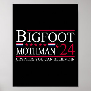 Poster Bigfoot Mothman 2024 Presidente Eleição Engraçada