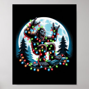 Poster Bigfoot Papai noel Árvore de Natal Luz Engraçada X