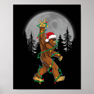 Poster Bigfoot Papai noel Árvore de Natal Luz Engraçada X