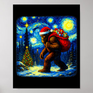 Poster Bigfoot Papai Noel Estrela Natal Noite Sasquatch V