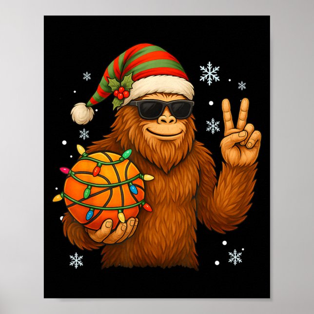 Poster Bigfoot Santa Basketball Christmas  (Frente)