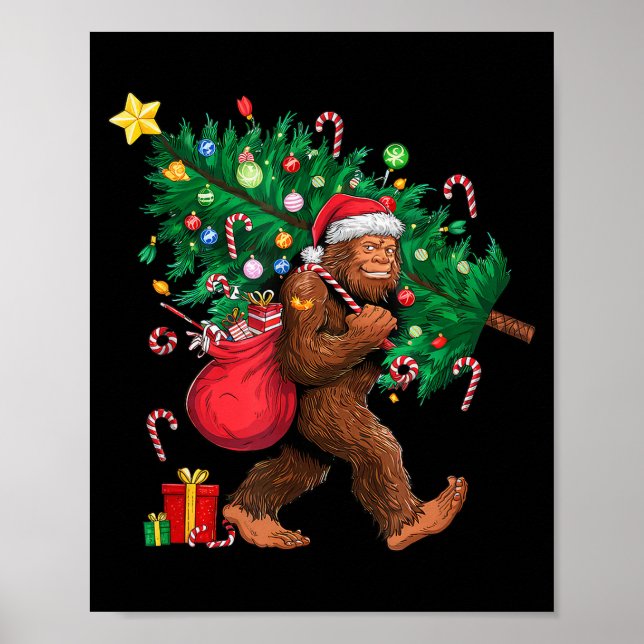 Poster Bigfoot Santa Most Wonderful Christmas Tree Lights (Frente)