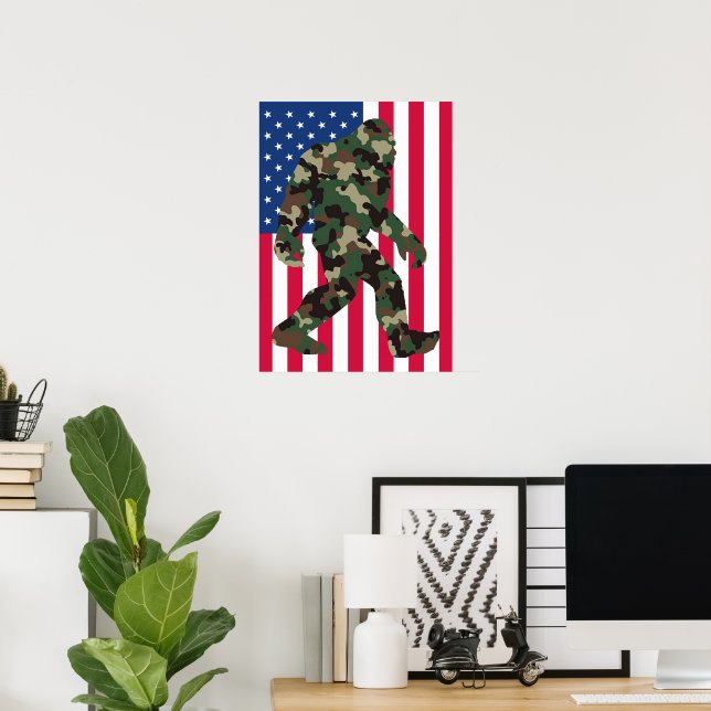 Poster Bigfoot Sasquatch Camuflagem  (Escritório em casa)