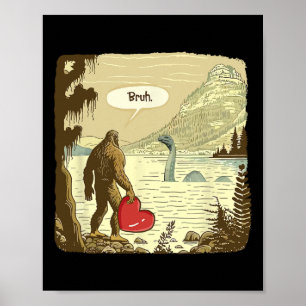 Poster Bigfoot Sasquatch engraçado Monstro do Lago Ness E