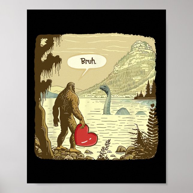 Poster Bigfoot Sasquatch engraçado Monstro do Lago Ness E (Frente)