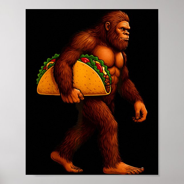 Poster Bigfoot Taco Sasquatch Walking Taco Funny Shirt Me (Frente)
