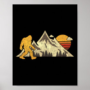 Poster Bigfoot Vintage Montanha Sol Sasquatch Acampamento
