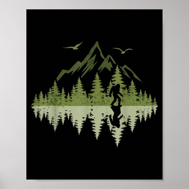 Poster Bigfoot Walking Forest Sasquatch Woods Parks Men W (Frente)