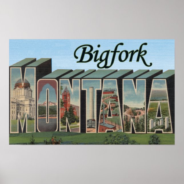 Póster Bigfork, Montana - Cenas com Letras Grandes (Frente)