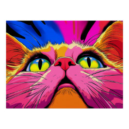 Póster Bigodes de Neon: A Visão Vibrante de um Gato