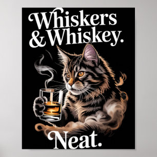 Poster Bigodes e Bebedor Amante de Gatos Engraçados e Arr