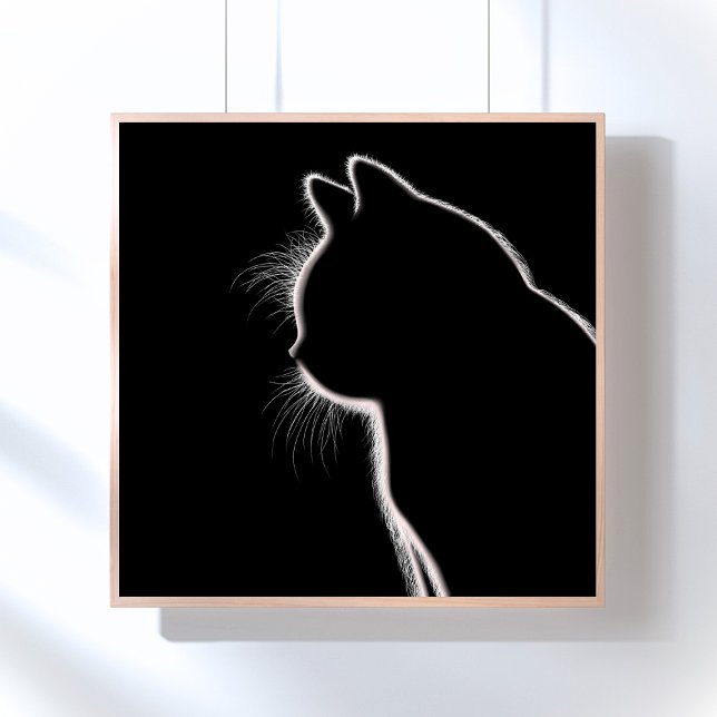 Póster Bigodes no Escuro | Silhueta de Bigode de Gato (Criador carregado)