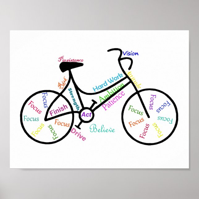 Póster Bike Motivacional, Bicicleta, Ciclismo, Esporte, H (Frente)