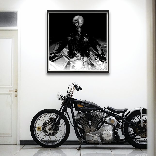 Poster Biker de alienígena (Versão Preta e Branca) (Criador carregado)
