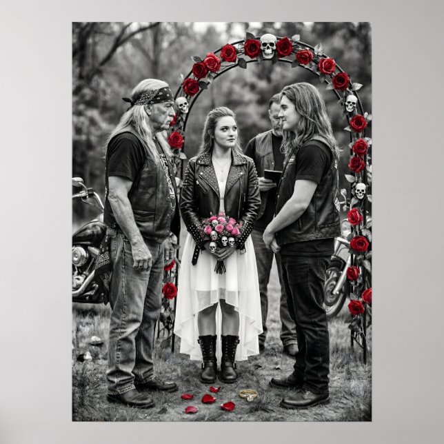 Poster Biker Gothic Wedding Skull Rose Arch Selective  (Frente)