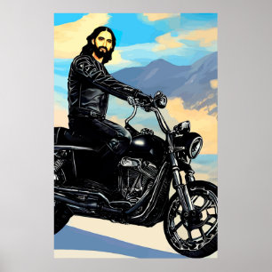 Poster Biker Jesus Cristo Na Arte De Motocicleta