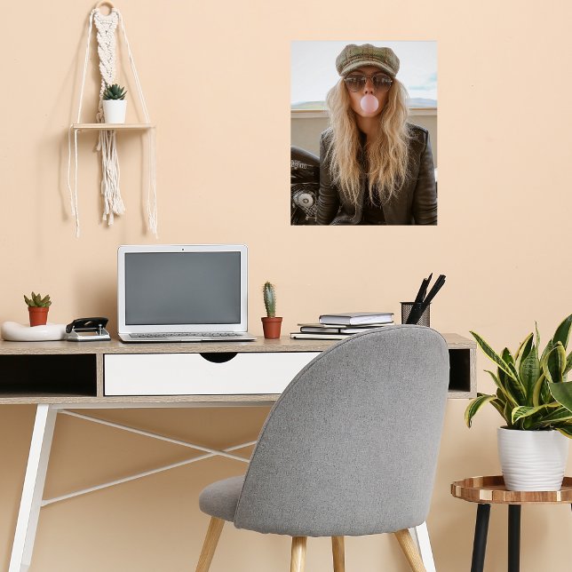 Poster Biker Woman Pink Bubble Gum Bubble Stylish (Criador carregado)