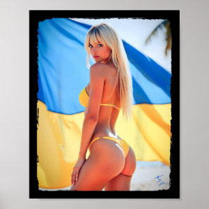 Poster Bikini Bybe - Y Loira Bybe E Bandeira Da Ucrânia