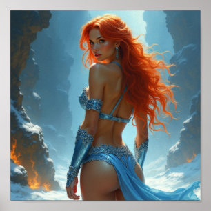 Poster Bikini Deusa do Fogo e Gelo do tamanho exato da fo
