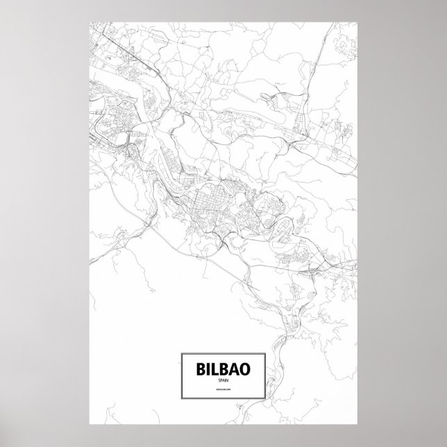 Póster Bilbau, Espanha (preto no branco) (Frente)