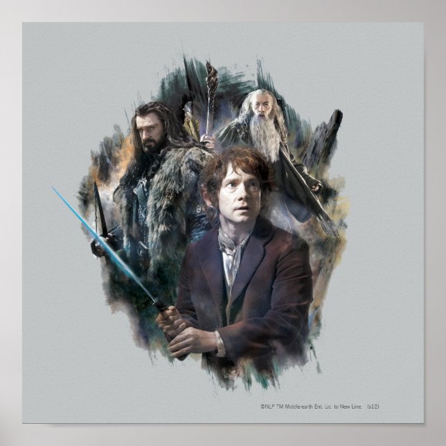 Póster BILBO BAGGINS™, THORIN OAKENSHIELD™ E Gandalf (Frente)