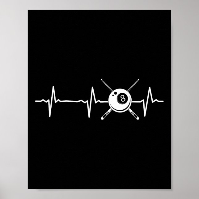 Poster Bilhares de Piscina de 8 bolas - Bateria de Coraçã (Frente)