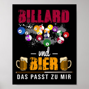 Poster Bilhares E Cerveja Que Me Acomoda Piscina Billiard