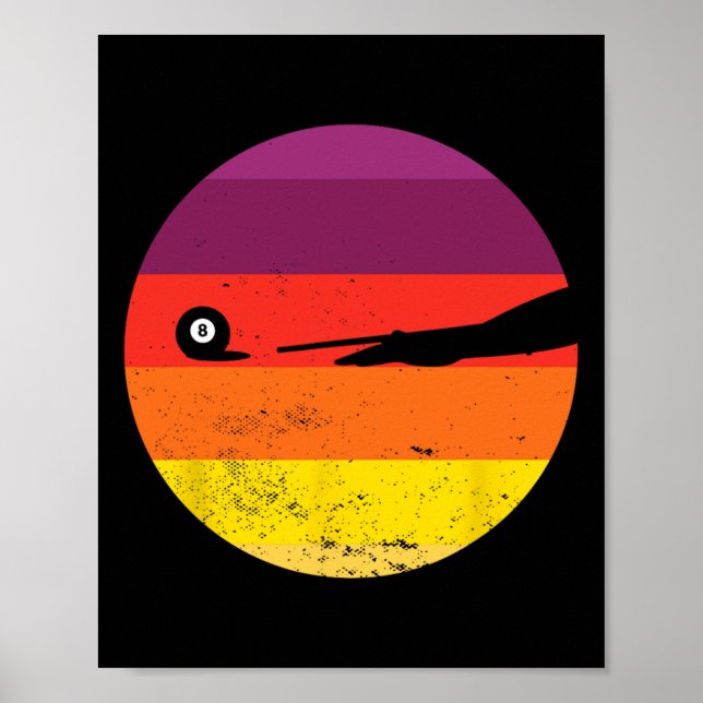 Poster Bilhares Retro Mesa de Piscina Silhout Pyra (Frente)