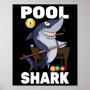 Poster Bilhares - Tubarão-Piscina - Jogador do Snooker -