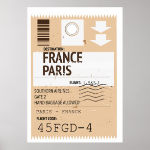 Poster Bilhete de avião para Paris França