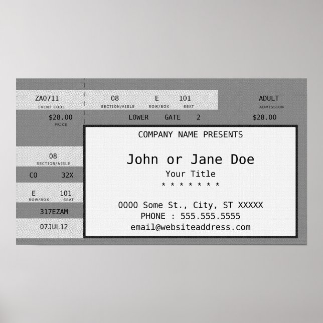 Póster Bilhete de concerto para cinzas (Frente)