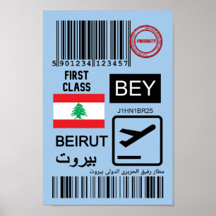 Poster Bilhete de viagem do Líbano Beirut