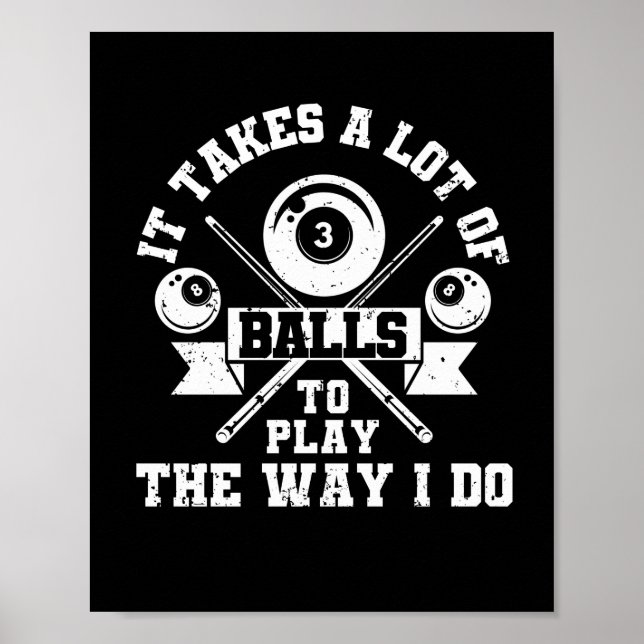 Poster Biliardes engraçados jogadores de bilhar 8 bolas (Frente)