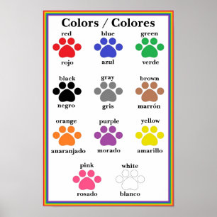 Poster bilíngüe da escala de cores do impressão