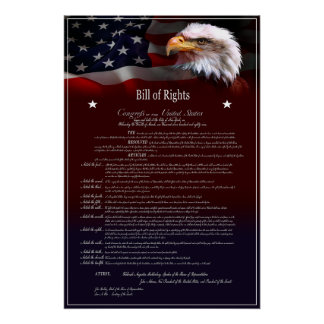 Póster BILL de Direitos dos Estados Unidos da América