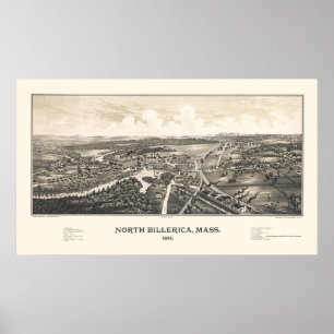 Poster Billerica norte, mapa panorâmico das MÃES - 1887