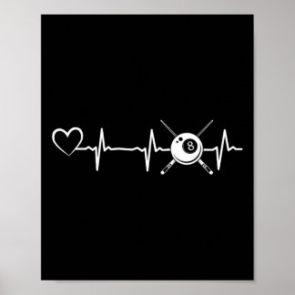 Poster Billiard 8-ball Piscina Billiard Heartbeat Heart -