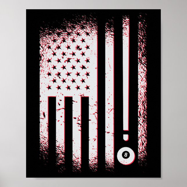 Poster Billiard American Flag Usa Piscina Jogadores E Bil (Frente)