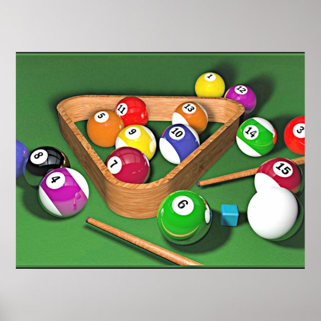 Poster Billiard, arrume-os, design colorido, (Frente)