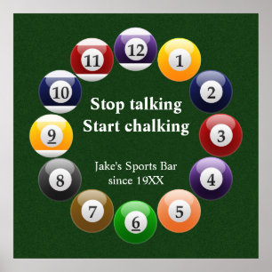 Póster Billiard Balls Brilhante Piscina Colorida Esnooker