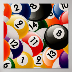 Poster Billiard Balls Collage