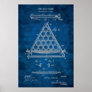 Poster Billiard Balls Patentear Art nº 3 da sala de Pisc