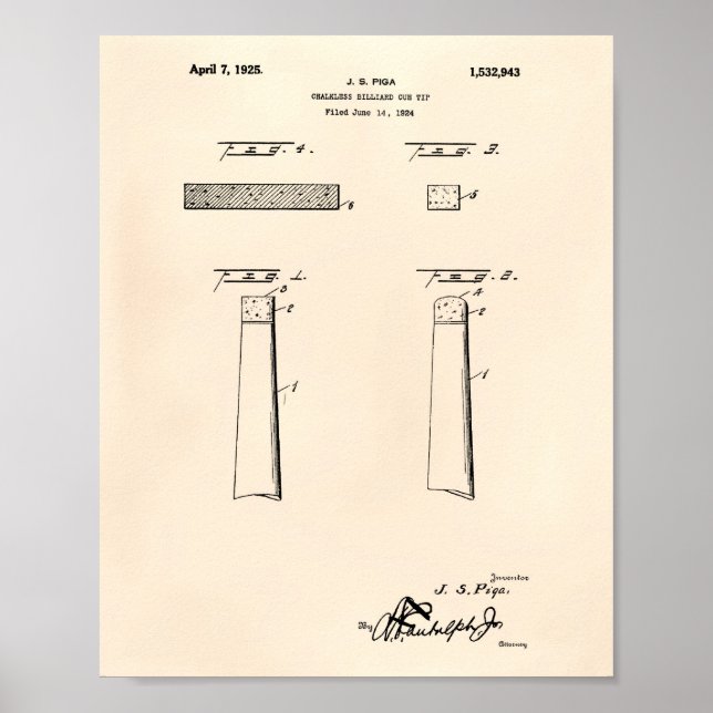 Póster Billiard Cue (Ponta de Matiz sem Chalkard) 1925 -  (Frente)