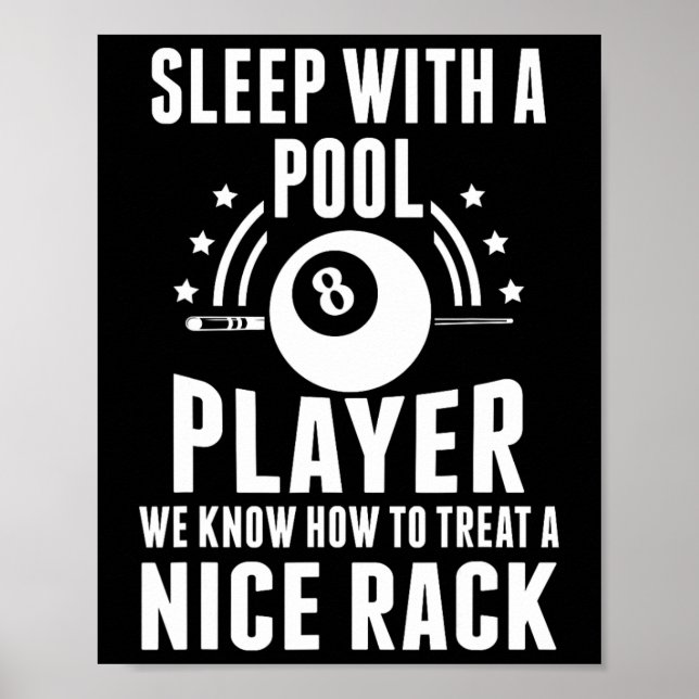 Poster Billiard Dormiu Com Um Jogador De Piscina Engraçad (Frente)