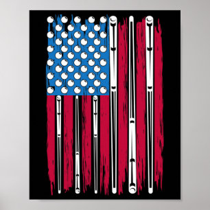 Poster Billiard E A Bandeira Americana Feitas Para Uma Pi