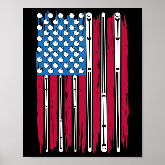 Poster Billiard E A Bandeira Americana Feitas Para Uma Pi (Frente)