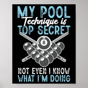 Poster Billiard Engraçado Meu Jogador de Piscina da Técni