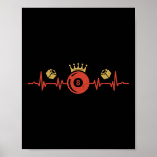 Poster Billiard Heartbeat 8 Ball Piscina Player Billiard 