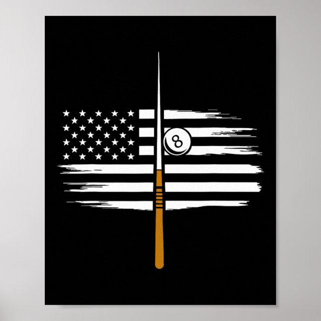Poster Billiard Piscina Player Billiards Mesa Eua América (Frente)
