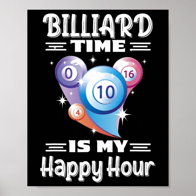 Poster Billiard Time Happy Hour Com Billiard (Frente)